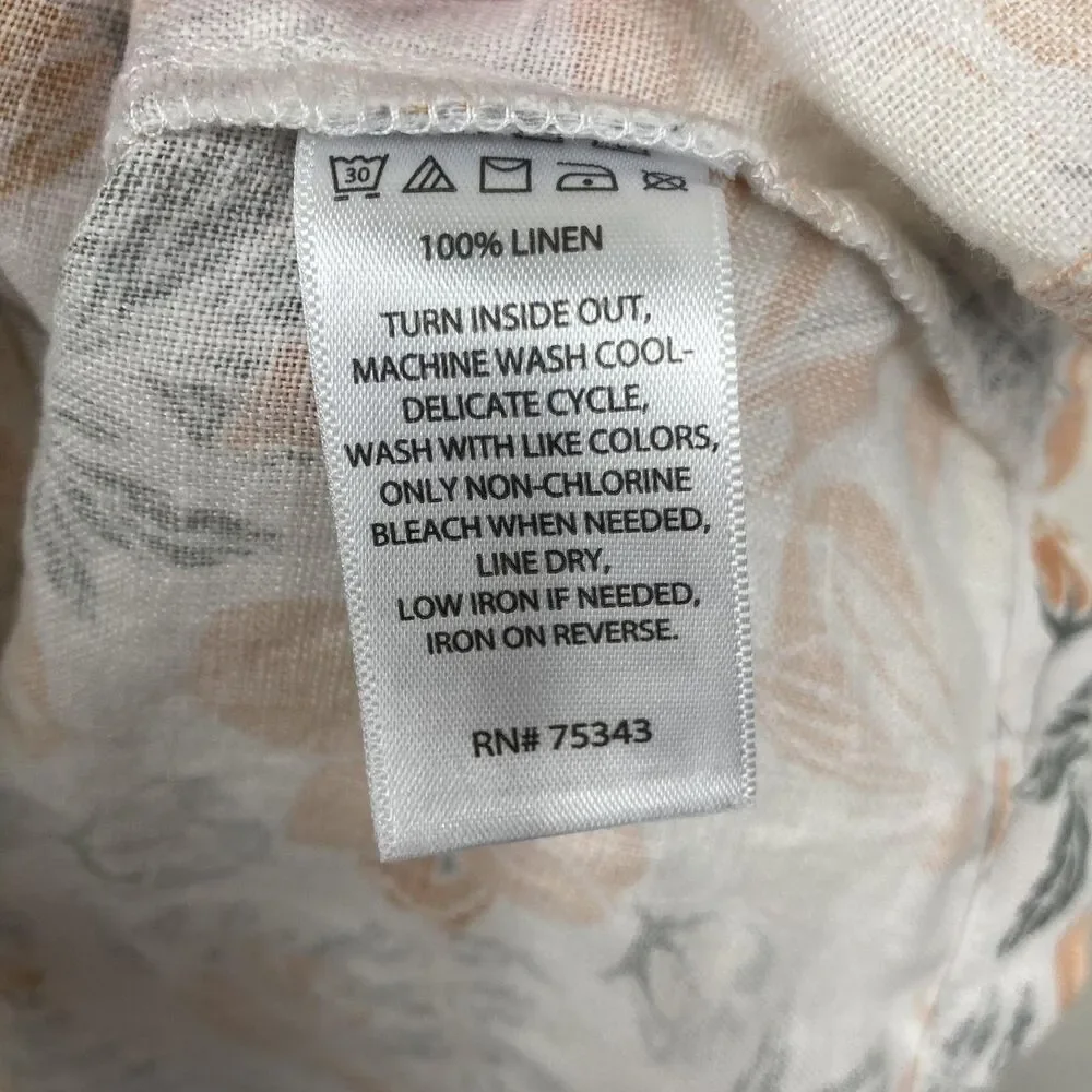 Sun Dress Linen Dress Joie Floral Large 100% Linen Sleeveless Tiered Summer